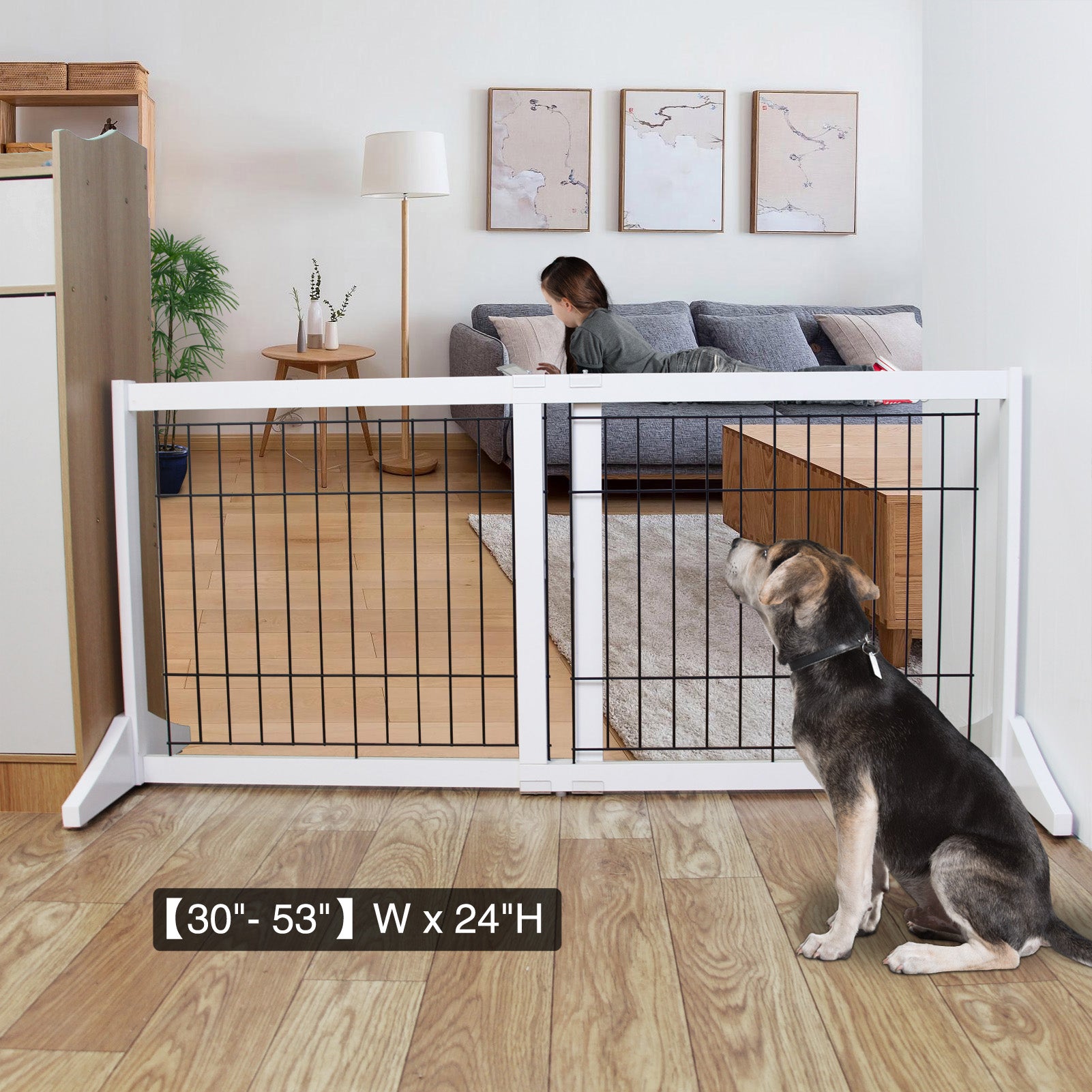 Free Standing Indoor Dog Gate for The House Expandable Freestanding Dog Gates Indoor Wood White Expandable Pet Gate Adjustable Extra Wide Puppy Gates
